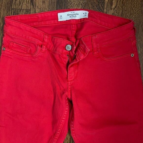 Abercrombie & Fitch Low Rise Skinny Jeans Red Women's Size 25 - Picture 9 of 9